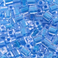 Miyuki Squares - Würfel 4mm - Turquoise lined crystal 247