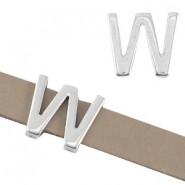 DQ metal slider Letter W for 10mm leather Antique silver