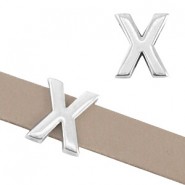 DQ Metall Schieber Buchstabe X für flach 10mm leder Antik silber 