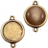 DQ Metal connector charm with setting 2 eyelets for 12mm cabochon Antique bronze
