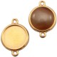 DQ Metal connector charm with setting 2 eyelets for 12mm cabochon Gold