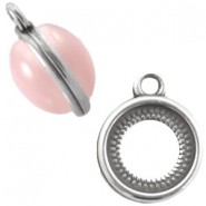 DQ Metal charm with setting double-sided for 12mm cabochon Antique silver 