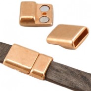 DQ metal magnetic clasp 20x13mm for 10mm Flat cord Rosegold