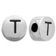 DQ metal alphabet bead letter T Antique silver