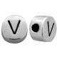 DQ metal alphabet bead letter V Antique silver