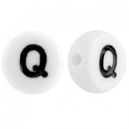 Buchstaben Perlen aus Acryl Q Weiß
