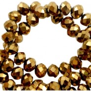 Top Glas Facett Perlen 8x6mm rondellen Gold-metallic pearl high shine coating