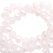 Faceted glass beads 4x3mm rondelle Light rose alabaster pink-pearl high shine coating