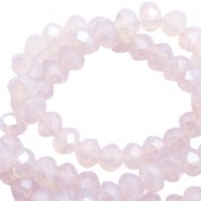Faceted glass beads 4x3mm rondelle Rose morn pink-pearl opal high shine coating