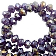 Faceted glass beads 8x6 mm rondelle Tawny port purple-half gold pearl high shine coating