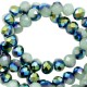 Top Glas Facett Perlen 4x3mm rondellen Greenish grey-half blue gold pearl shine coating