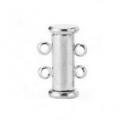 Metal magnetic slide clasp 2x2 eyelets Silver