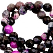 Facett geschliffen Naturstein Perlen Disc 3mm Pink anthracite
