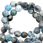 Facett geschliffen Naturstein Perlen Disc 3mm Blue grey