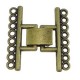 Metall clip / fold over verschluss ± 24x26mm 2x8 Ösen Antik Bronze