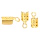 DQ metal Cord ends fold over 2mm Gold