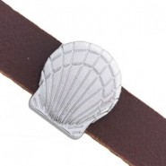 Metall schieber Perle Schale für 10mm Flach Draht / Leder Antik silber 