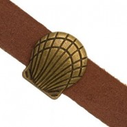 Metall schieber Perle Schale für 10mm Flach Draht / Leder Antik Bronze