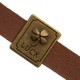 Metal slider Bead "Luck" for flat 10mm cord / leather Antique bronze
