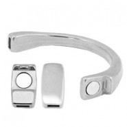 DQ Metall Magnetverschluss - Halb Armband für 5mm flach leder Antik silber