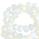 Top Glas Facett Perlen 8x6mm rondellen White opal-half pearl high shine light champagne coating