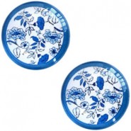 Basic cabochon Delfter blau Blumen 20mm Weiß-blau