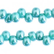 Glasperlen 6mm A-symetrisch Blue zircon-pearl shine coating