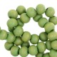 Wood beads round 6mm Light olive nature green
