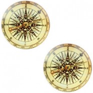 Kompass basic cabochon 20mm Vintage-light golden yellow