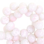Glasperlen Meliert 4mm White-soft pink