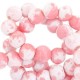 Glasperlen Meliert 4mm White-bright pink