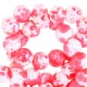 Glasperlen Meliert 8mm White-fluor pink