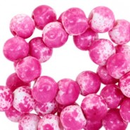 Glasperlen Meliert 4mm White-hot pink