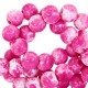 Glasperlen Meliert 6mm White-hot pink