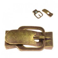 Metalen magneetslot 36x22mm voor 10mm plat koord Antiek brons