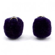 Pompom Anhänger mit Öse gold 15mm Dark purple