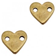 DQ metal connector / charm Heart Antique bronze