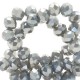 Top Glas Facett Perlen 4x3mm rondellen Light taupe grey-top shine coating