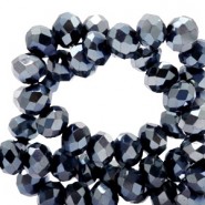 Top Glas Facett Perlen 4x3mm rondellen Black-top shine coating