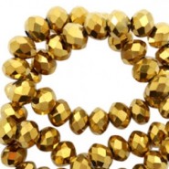 Top Glas Facett Glasschliffperlen 4x3mm rondellen Gold-amber coating