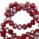 Faceted glass beads 6x4mm disc Rumba red silver-pearl shine coating
