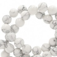 Jade Naturstein Perlen rund 4mm marble look White-grey 