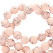 Jade Naturstein Perlen rund 6mm marble look Silky pink-grey