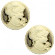 Basic Cabochon Camee 20mm Black-antique gold