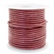 Round DQ leather cord 3mm Vintage maroon rust red metallic