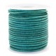 Round DQ leather cord 3mm Vintage dark turquoise green