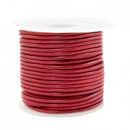 Round DQ leather cord 2mm Moroccan red metallic