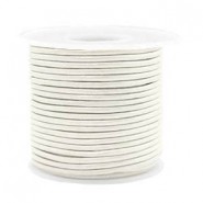 Round DQ leather cord 2mm Silver white metallic