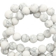 Naturstein Perlen 6mm mat met marble look White