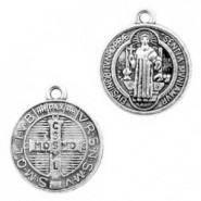 Metall Anhänger Religiöse Münze 20x17mm Antik silber
